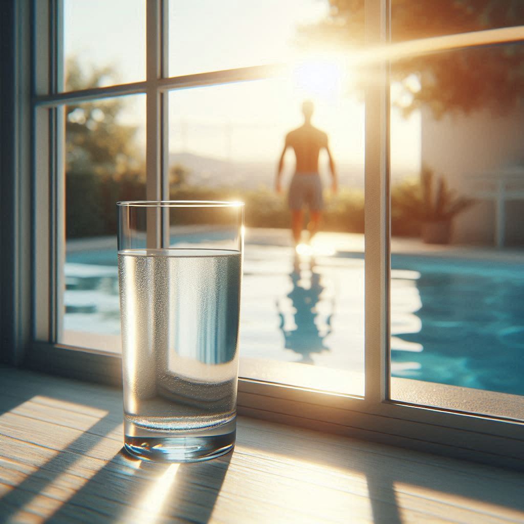 Still and quiet, the fast has begun, a man swimming in the distance — Day 29, Think Fast